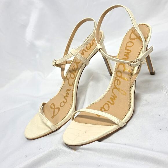 Sam Edelman Dara Croc Embossed Print Sandals Ivory Size 9.5 - Picture 9 of 16